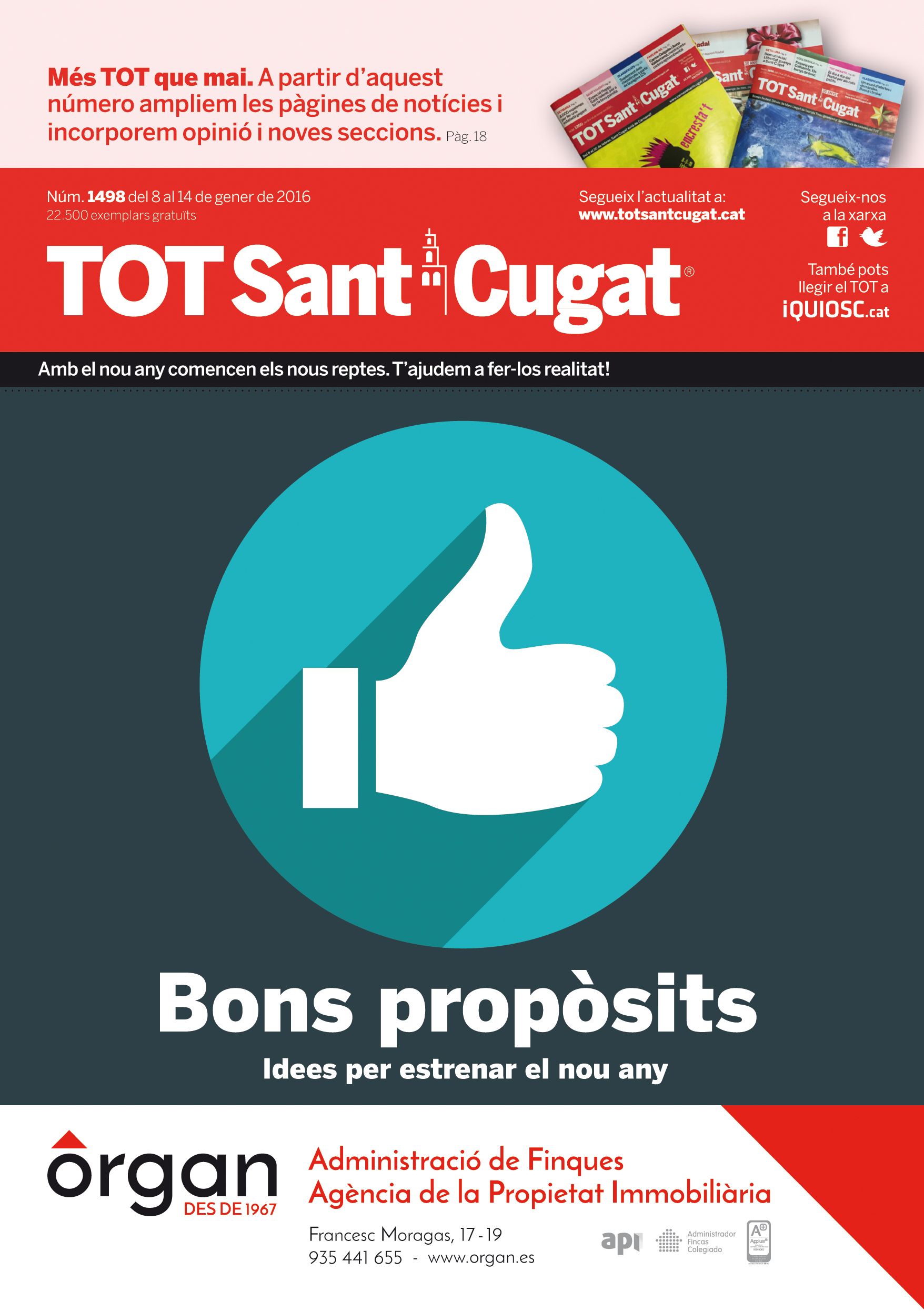 Portada del TOT Sant Cugat del 8 de gener de 2016.