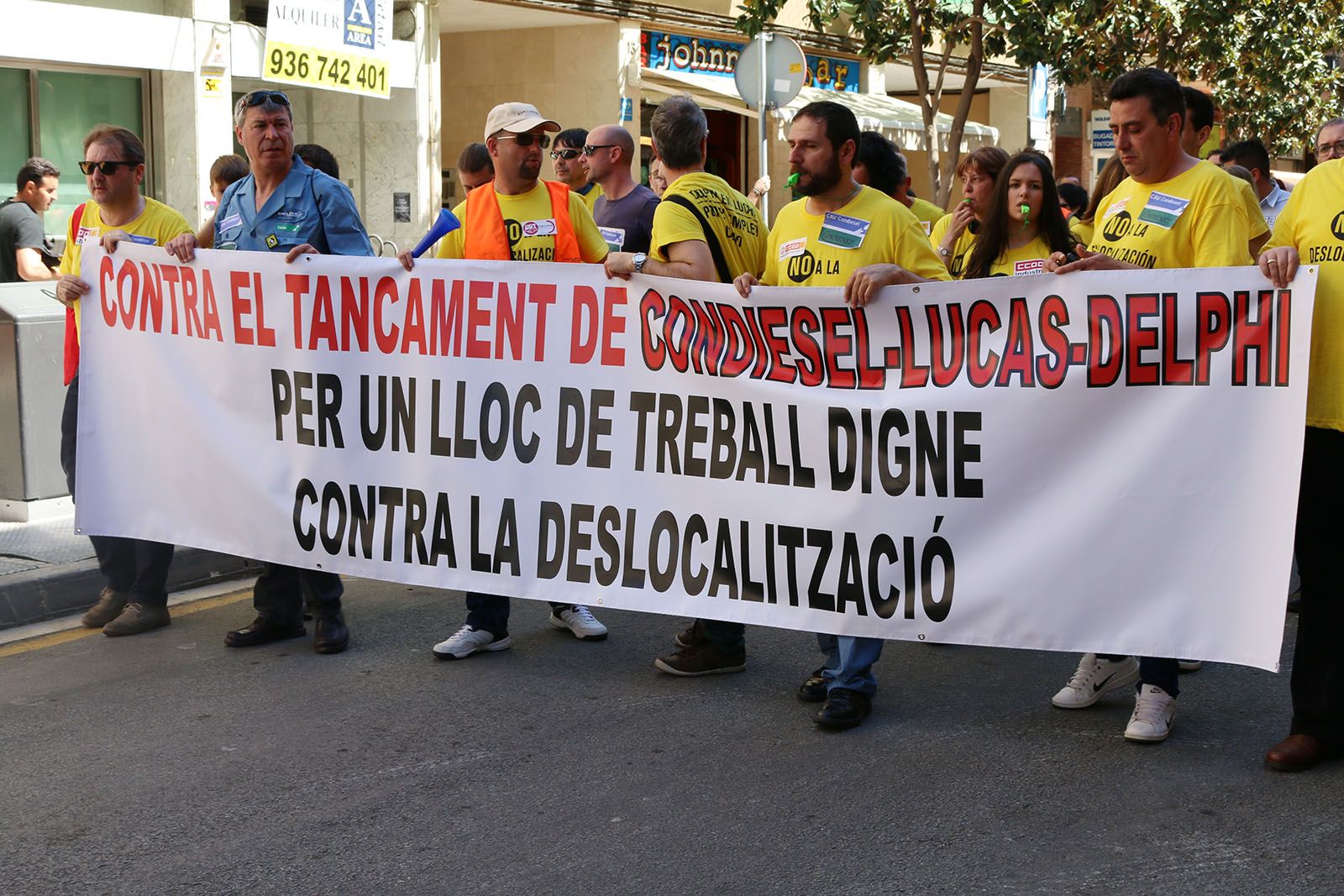 Manifestació contra el tancament de Delphi el passat 16 d'abril a Sant Cugat FOTOS: Eulàlia Àlvarez