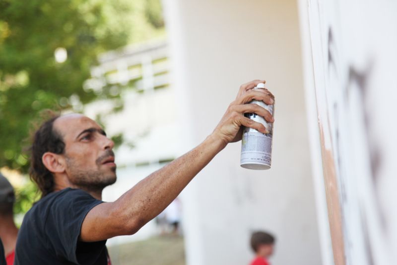 Escenari obert i Concurs de Graffitis amb Dani Pulmón al Parc del Centre Social i Sanitari de la Floresta. FOTOS: Lali Puig