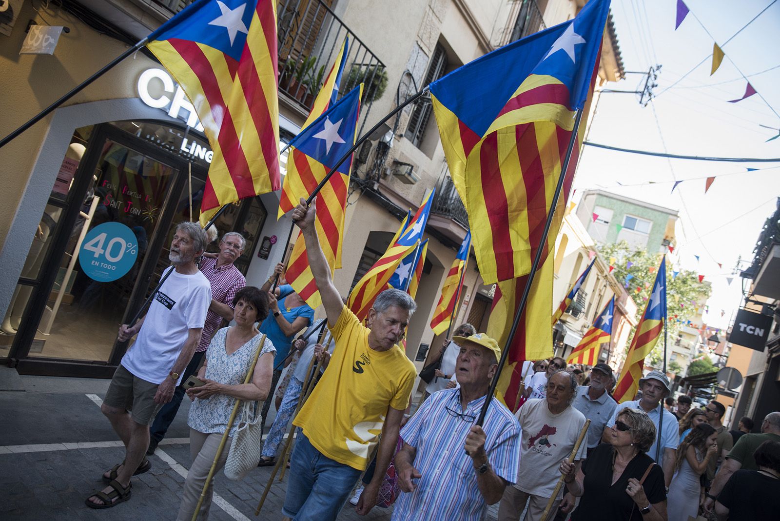  Cercavila amb canyes per a la foguera. FOTO: Bernat Millet.