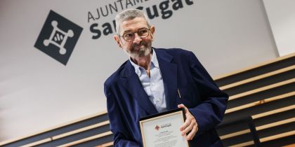 Joan B. Culla al seu homenatge de l'Ajuntament. Foto: Ajuntament