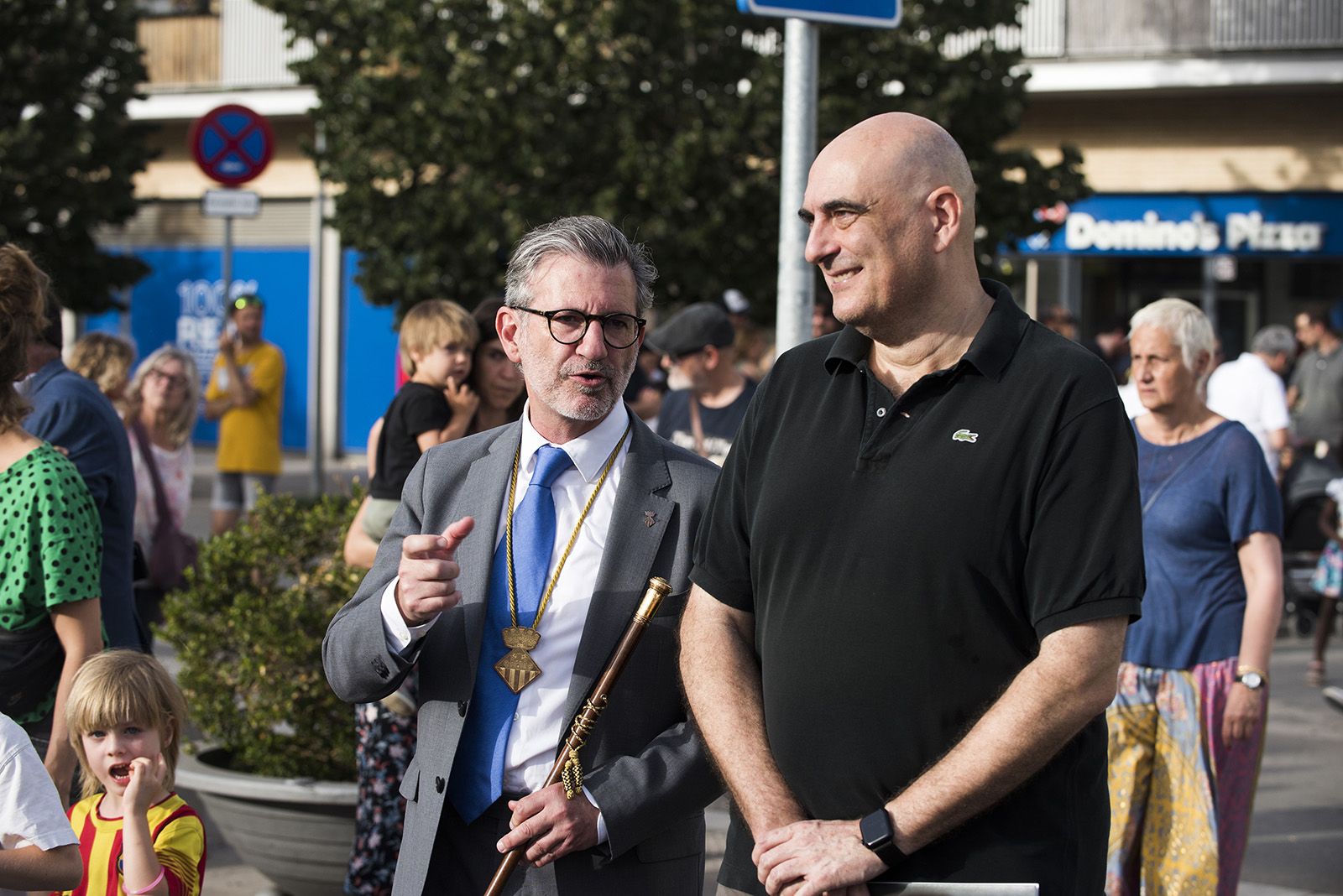 Xavier Bosch, pregoner de la Festa Major amb Josep Maria Vallès l'alcalde de Sant Cugat. FOTO: Bernat Millet.