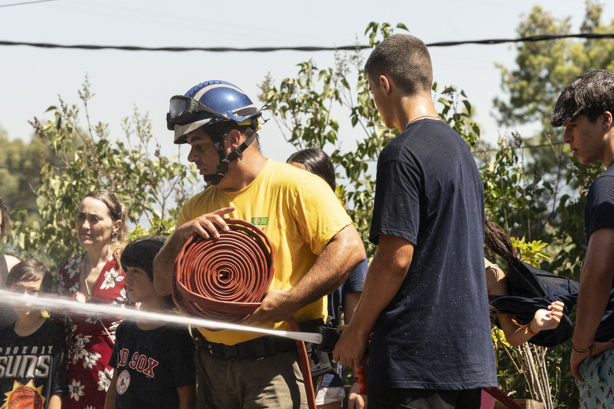 Pràctiques del Grup d'autoprotecció durant la Festa Major de Sol i Aire. FOTO: Mireia Comas