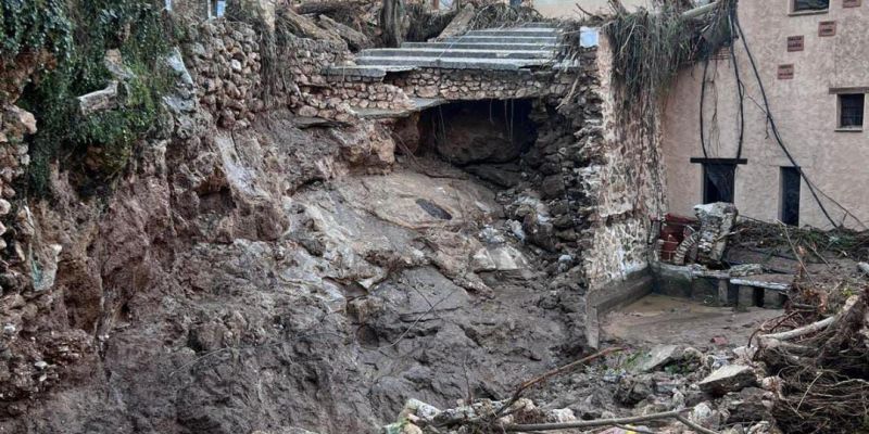 La plaça principal de Letur, un dels pobles afectats per la DANA. FOTO: Cedida