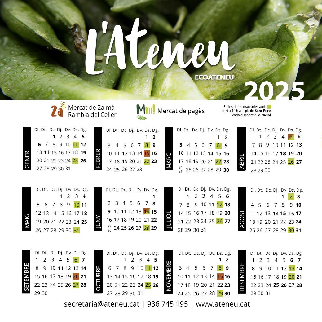 Calendari de l'Ateneu Santcugatenc. FOTO: Ateneu Santcugatenc