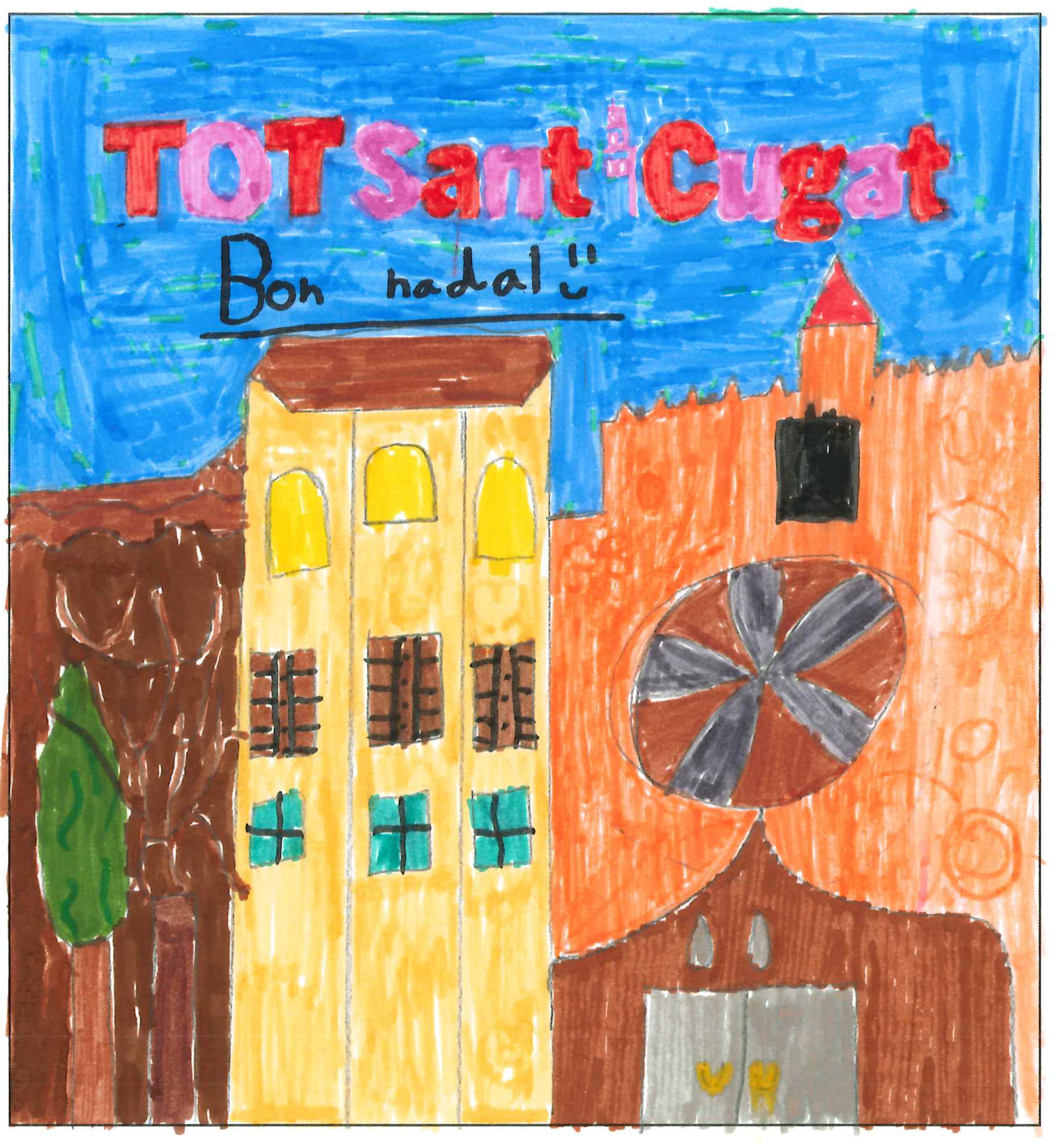 Postal de l'Escola Catalunya del concurs del TOT Sant Cugat 